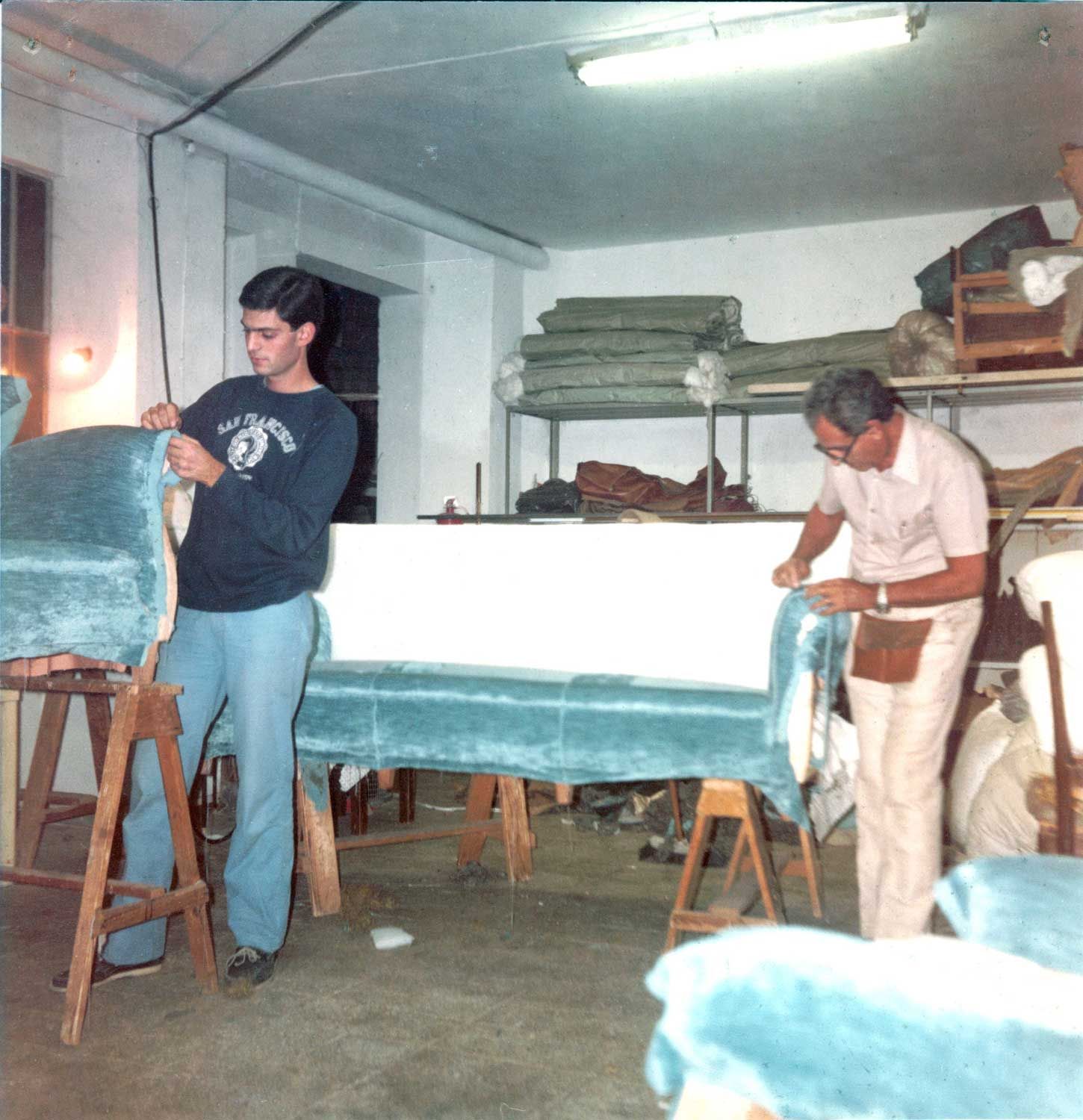 Vincenzo e Silvio Ruggieri nel laboratorio, anni '80